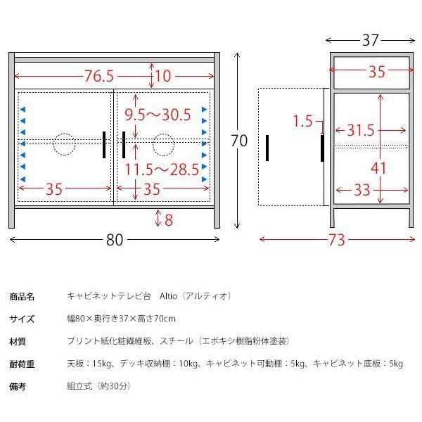 テレビ台 アイアンラック おしゃれ ビンテージ ハイタイプ  32インチ対応 キャビネット 扉付き棚 高さ70cm  アメリカンヴィンテージ 黒スチール アイアン｜roomel｜19