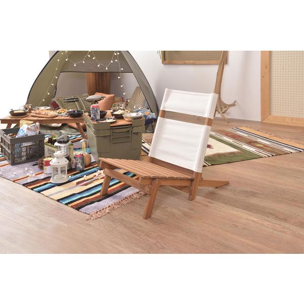 東谷 ガーデンチェア デッキ 天然木 木製 ファブリック背もたれ 1人