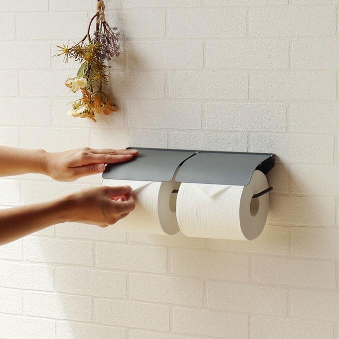トイレットペーパーホルダー 2連 ダブル アイアン グレー マット TOBY 