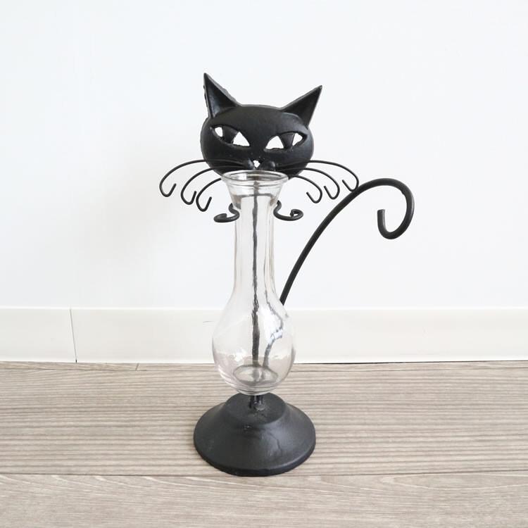 黒猫アイアン一輪挿し花瓶 ガラスフラワーベース ブラック 幅16cm高さ28cm奥行10cm ねこ ネコ モダン クラシック 海外風 かわいい おしゃれ S ルーメルインテリアyahoo Shop 通販 Yahoo ショッピング