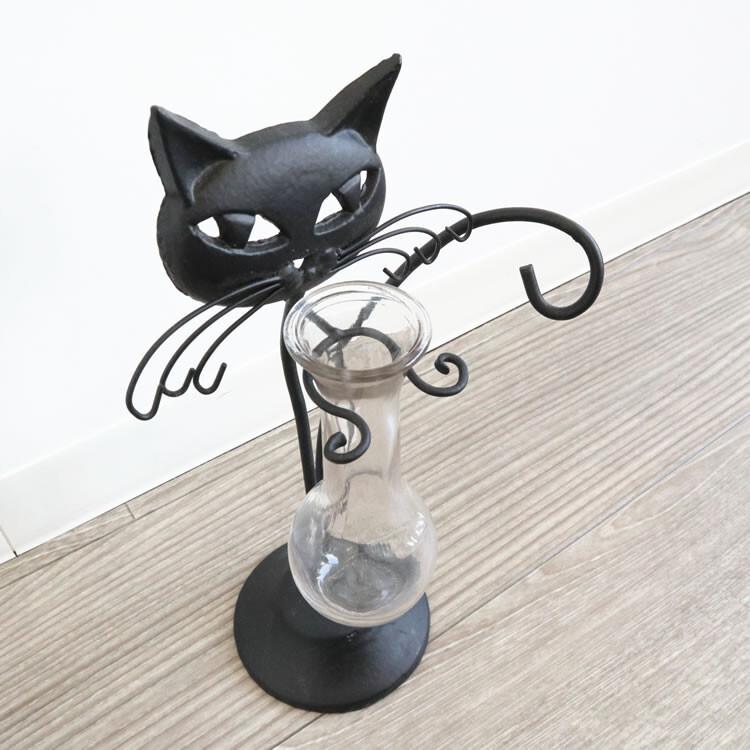 黒猫アイアン一輪挿し花瓶 ガラスフラワーベース ブラック 幅16cm高さ28cm奥行10cm ねこ ネコ モダン クラシック 海外風 かわいい おしゃれ S ルーメルインテリアyahoo Shop 通販 Yahoo ショッピング