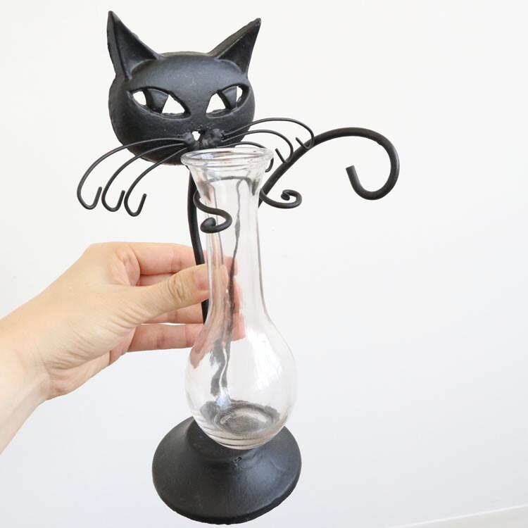 黒猫アイアン一輪挿し花瓶 ガラスフラワーベース ブラック 幅16cm高さ28cm奥行10cm ねこ ネコ モダン クラシック 海外風 かわいい おしゃれ S ルーメルインテリアyahoo Shop 通販 Yahoo ショッピング