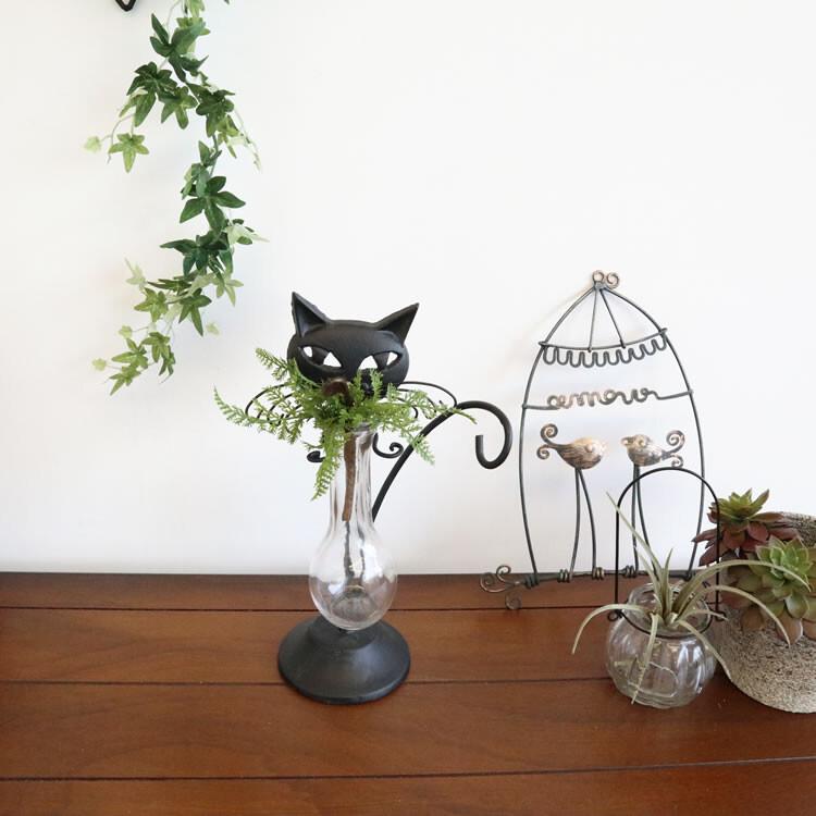 黒猫アイアン一輪挿し花瓶 ガラスフラワーベース ブラック 幅16cm高さ28cm奥行10cm ねこ ネコ モダン クラシック 海外風 かわいい おしゃれ S ルーメルインテリアyahoo Shop 通販 Yahoo ショッピング