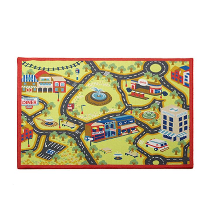 イケヒコ デスクマット プレイマット 長方形 110×133cm 道路柄 車