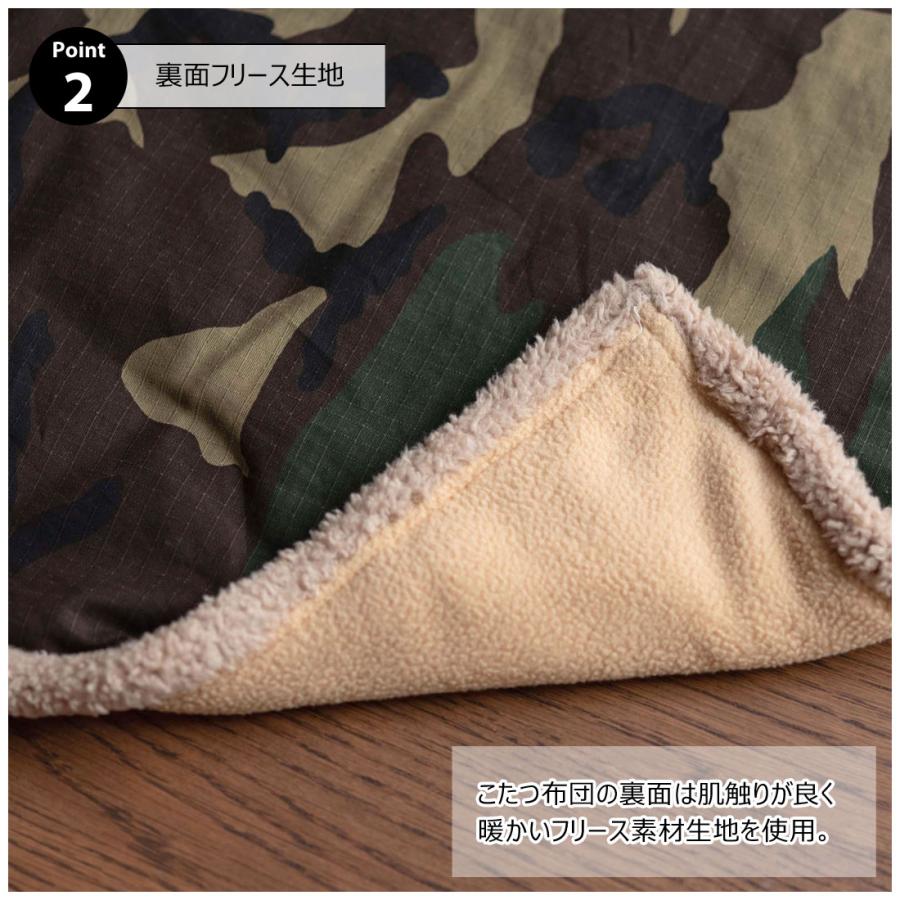こたつ布団 コタツ布団 薄掛け 長方形 190×230cm 迷彩柄 カモフラージュ シープボア フリース 暖か 収納ケース付き 持ち運び アウトドア キャンプ_4