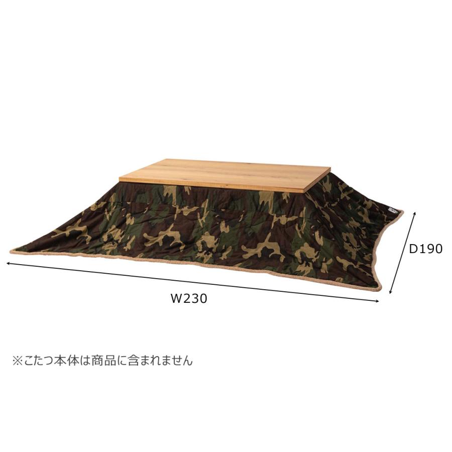 こたつ布団 コタツ布団 薄掛け 長方形 190×230cm 迷彩柄 カモフラージュ シープボア フリース 暖か 収納ケース付き 持ち運び アウトドア キャンプ_6