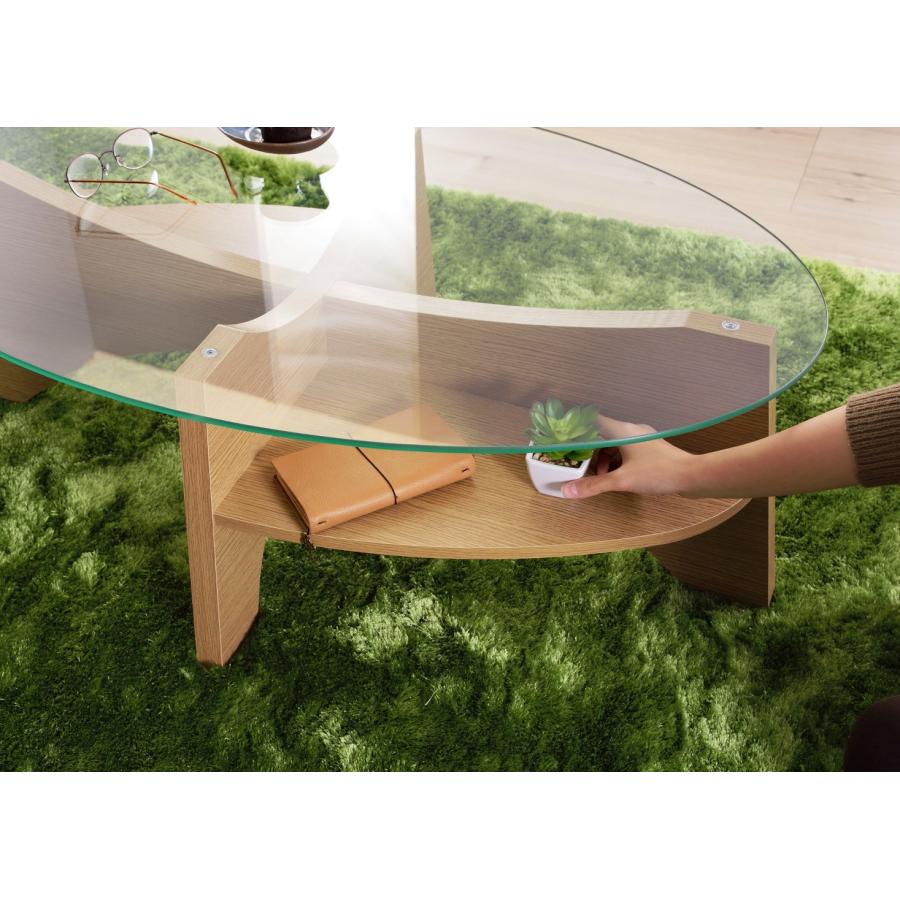 美しい木目調の棚付きオーバルガラステーブル★新作・2026年★人気★