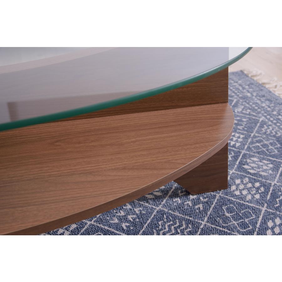 美しい木目調の棚付きオーバルガラステーブル★新作・2026年★人気★