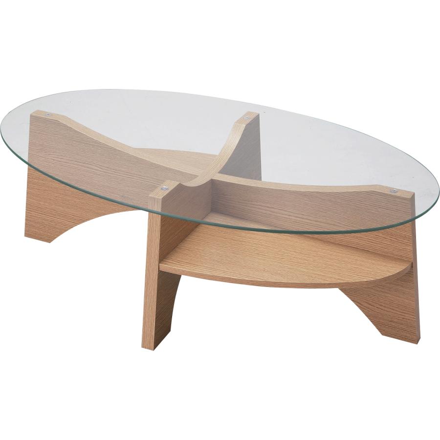 美しい木目調の棚付きオーバルガラステーブル★新作・2026年★人気★