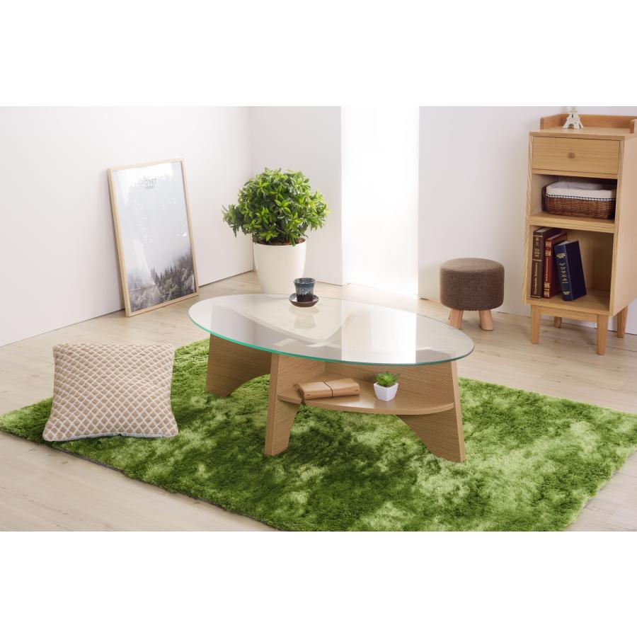 美しい木目調の棚付きオーバルガラステーブル★新作・2026年★人気★