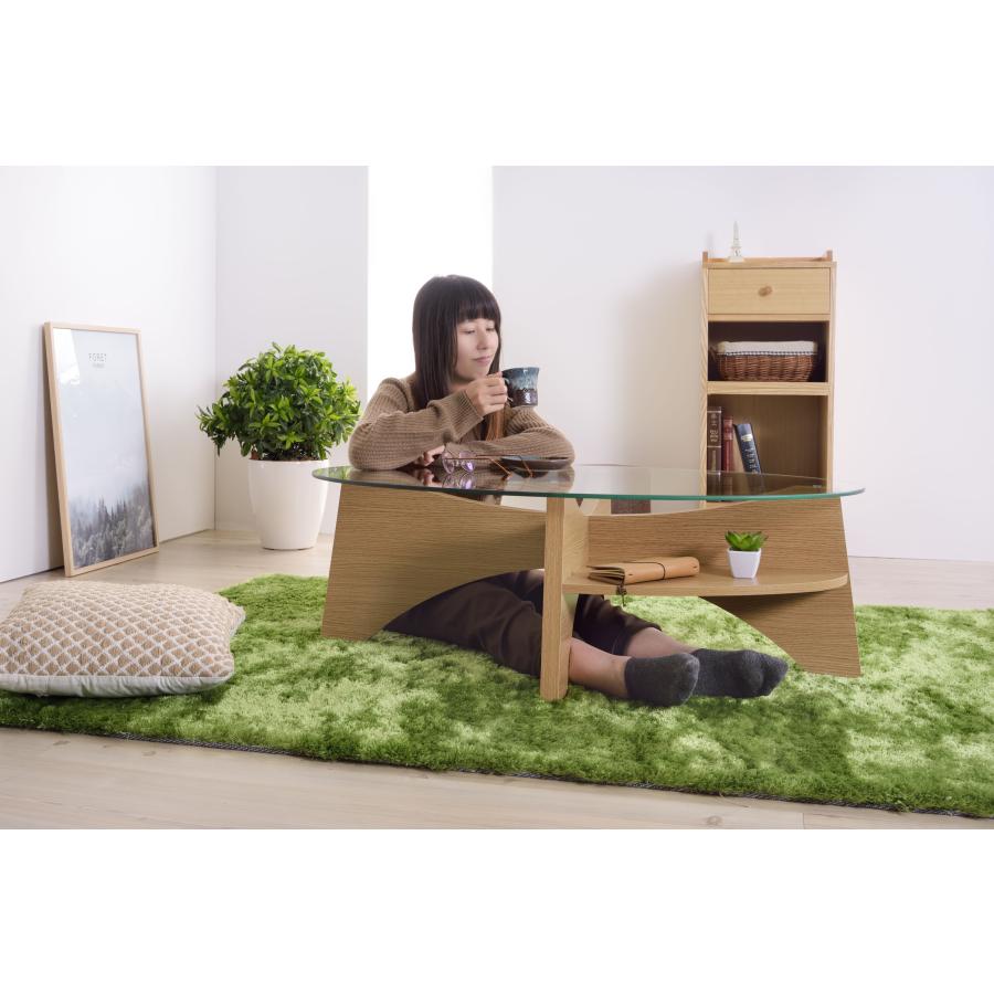 美しい木目調の棚付きオーバルガラステーブル★新作・2026年★人気★