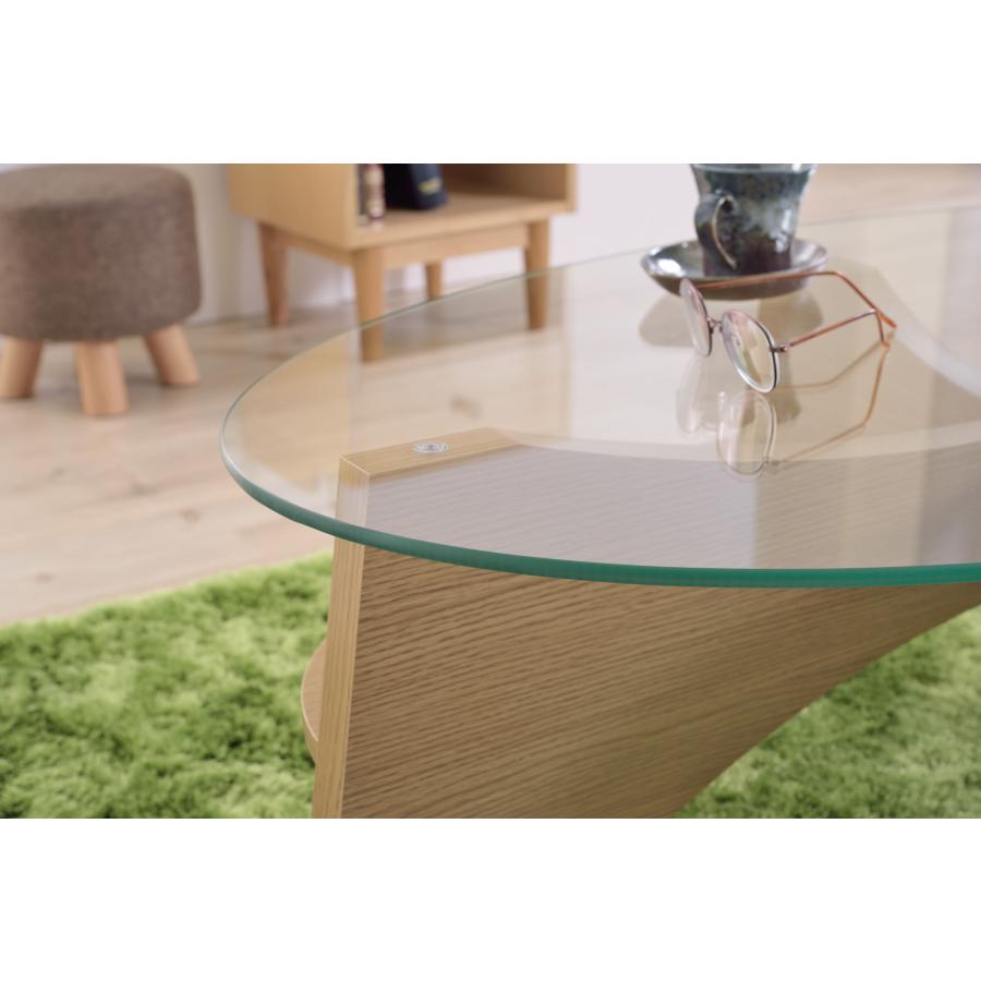 美しい木目調の棚付きオーバルガラステーブル★新作・2026年★人気★