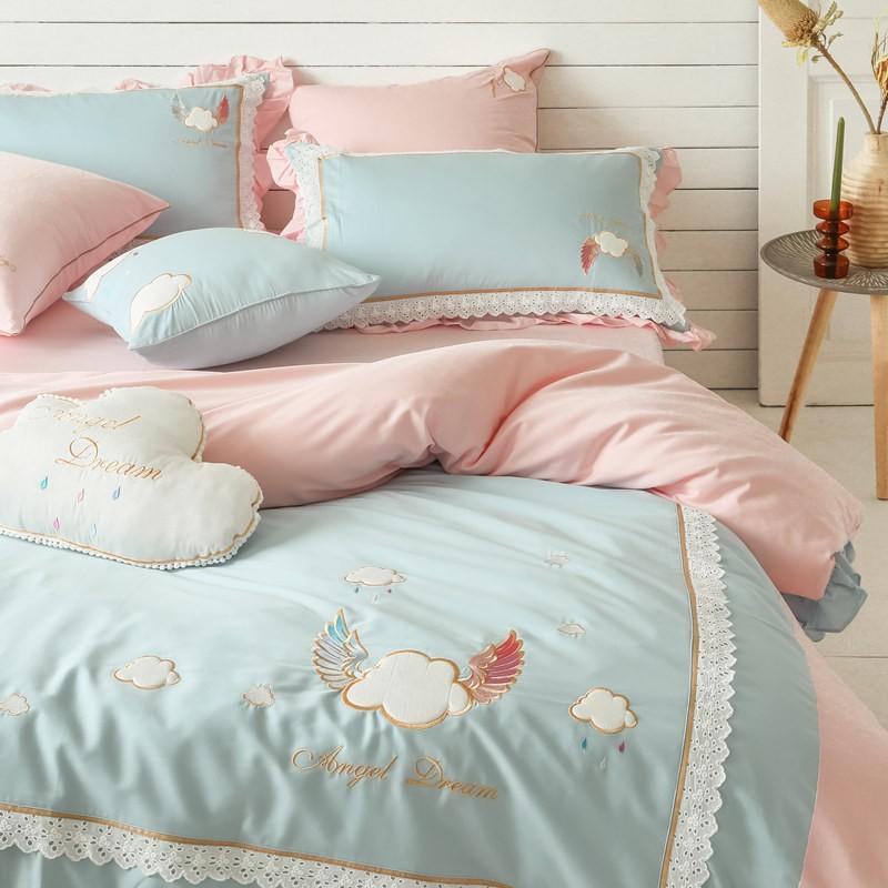 Sd D Q Angel Dream 可愛いくもモチーフ パステルカラー パンチングレース ベッドカバー4点セット Rf Set 0338 Roomfort 通販 Yahoo ショッピング
