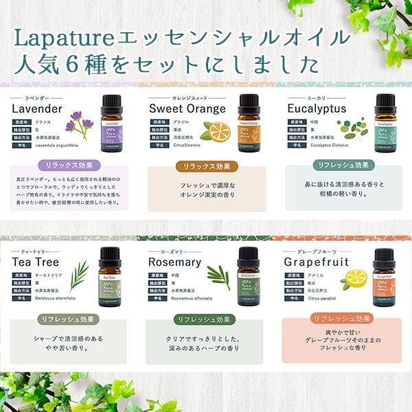 アロマディフューザー スターターセット 精油6種 オープナー付 ネブライザー コードレス 車 充電式 Lapature | Lapature | 16