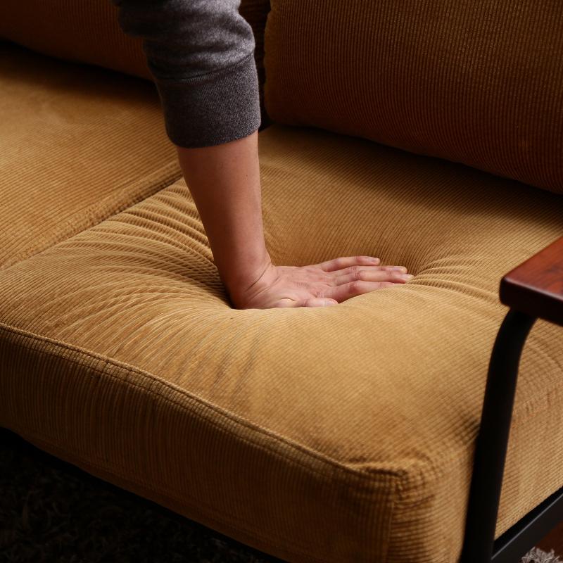 二人掛けソファー バスク コーデュロイ生地 ダークグリーン色/全3色 幅