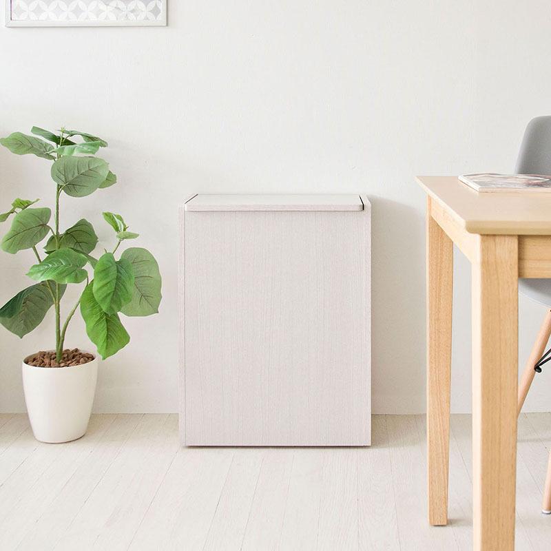 ダストボックス ごみ箱 2台セットホワイト 45リットル 入れやすい スリム ゴミ箱 ゴミバコ フタ付 ウッド 木目 大容量 CEE-DB_4