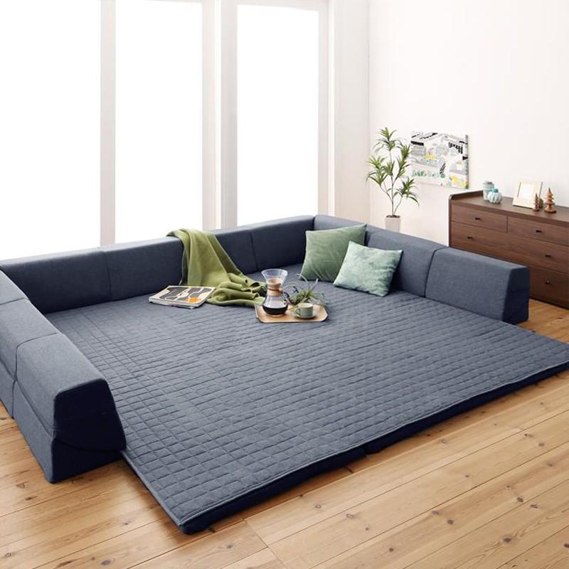 洗える ラグソファ COOK 専用ラグ ネイビー色 Lサイズ 国産 日本製 幅