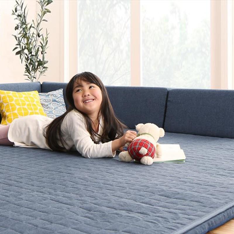 洗える ラグソファ COOK オプション-ラグマットセット ネイビー色 S