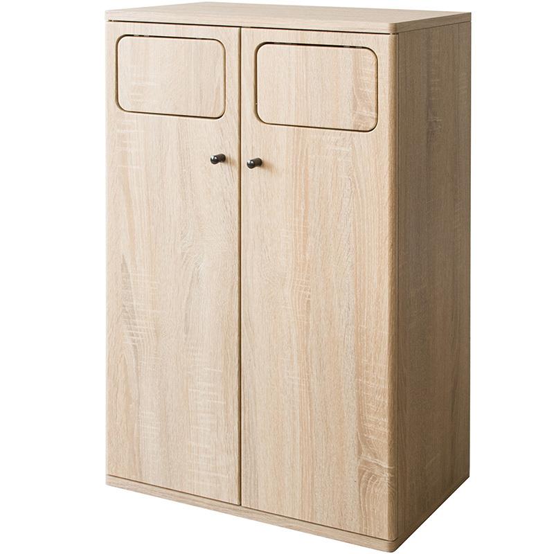 ダストボックス プッシュ扉 1台単品 ブラウン/全3色 45L×2か所 幅50×奥行き30×高さ80cm 分別 ゴミ箱 大容量 ウッド 木目 EPO-C-DB |  | 02