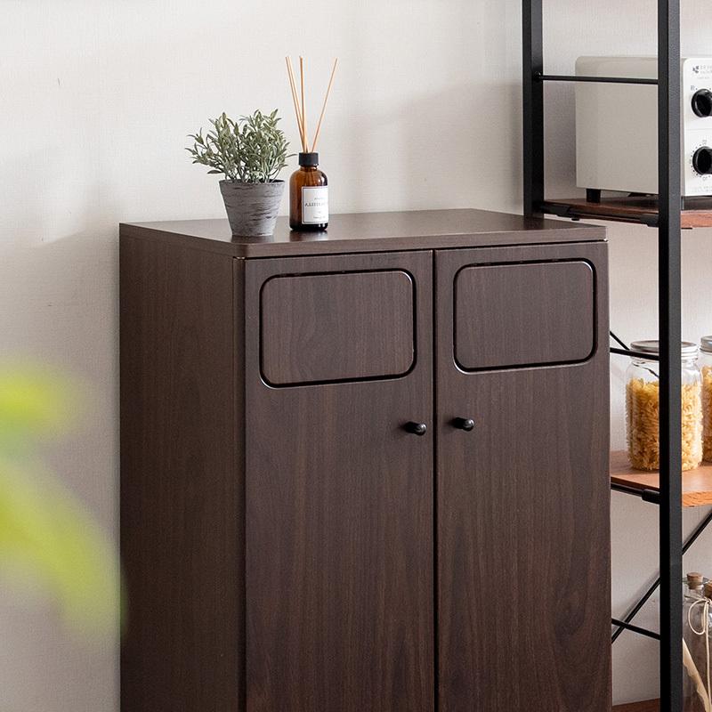 ダストボックス プッシュ扉 1台単品 ブラウン/全3色 45L×2か所 幅50×奥行き30×高さ80cm 分別 ゴミ箱 大容量 ウッド 木目 EPO-C-DB |  | 05