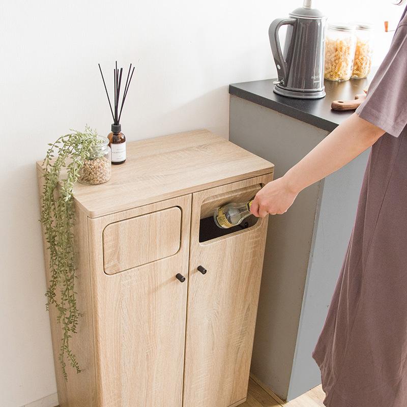 ダストボックス プッシュ扉 1台単品 ナチュラル/全3色 45L×2か所 幅50cm 分別 ゴミ箱 大容量 ウッド 木目 EPO-C-DB |  | 04