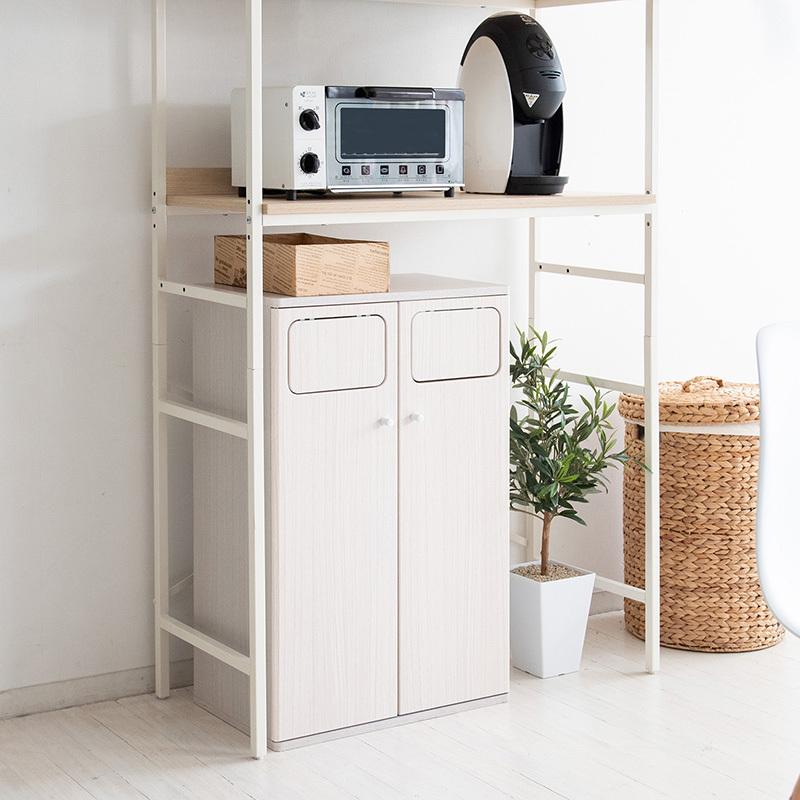 ダストボックス プッシュ扉 1台単品 ホワイト/全3色 45L×2か所 幅50×奥行き30×高さ80cm 分別 ゴミ箱 大容量 ウッド 木目 EPO-C-DB |  | 05