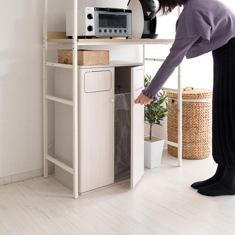 ダストボックス プッシュ扉 1台単品 ホワイト/全3色 45L×2か所 幅50×奥行き30×高さ80cm 分別 ゴミ箱 大容量 ウッド 木目 EPO-C-DB |  | 06