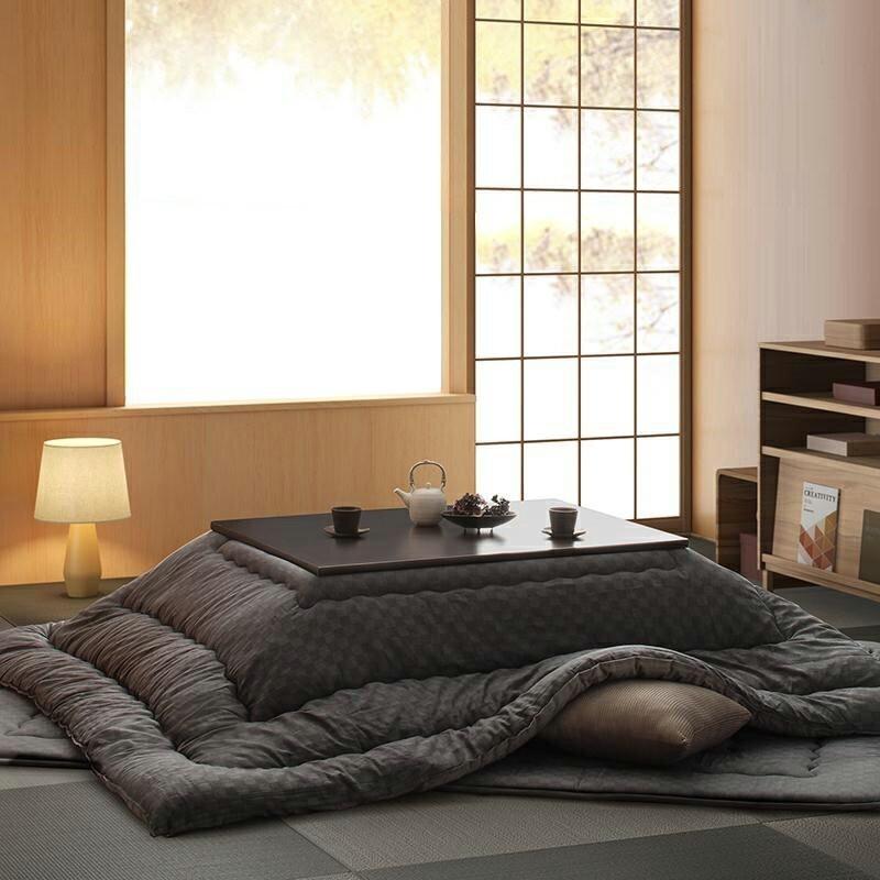 こたつ布団 正方形 こたつ掛け布団単品 幅205 奥行205 cm インド綿コットン100％チャコールグレー色 ※布団のみ GMT_6
