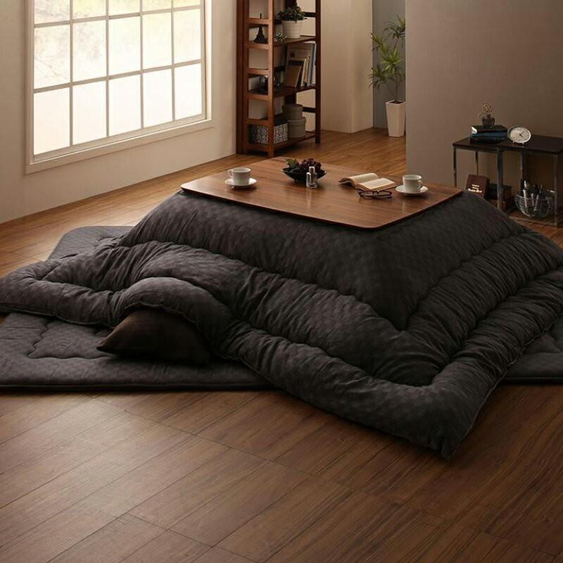 こたつ布団 正方形 こたつ掛け布団単品 幅205 奥行205 cm インド綿コットン100％チャコールグレー色 ※布団のみ GMT_7