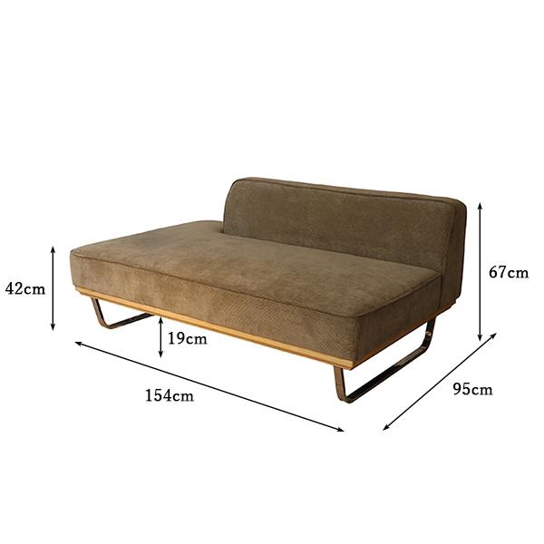 ブラウンとグリーンの2人掛けソファ 二人掛けソファーとカウチソファのセット ダークグリーン
