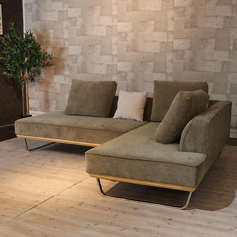 二人掛けソファーとカウチソファのセット ダークグリーン