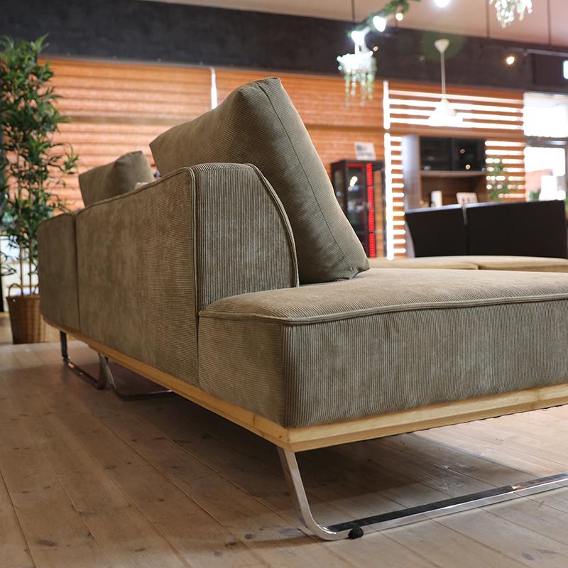 二人掛けソファーとカウチソファのセット ダークグリーン