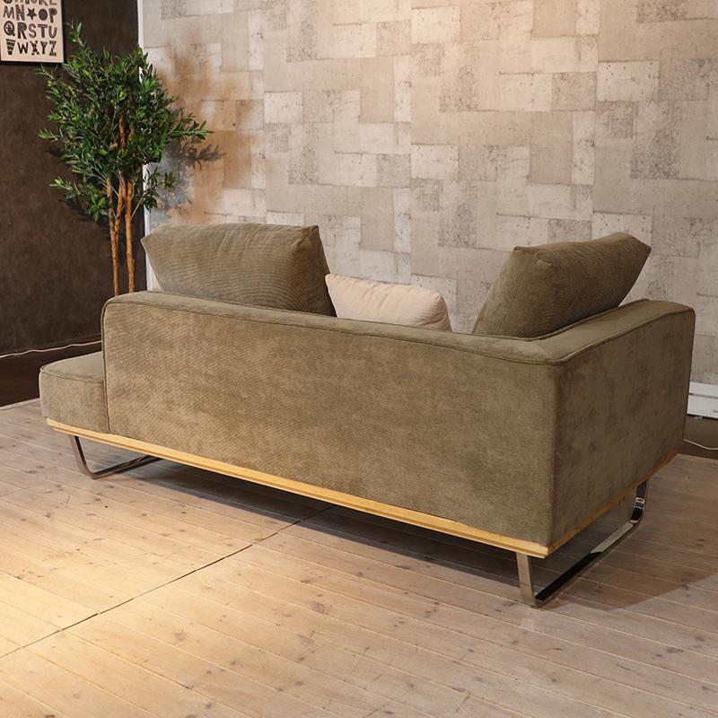 二人掛けソファーとカウチソファのセット ダークグリーン