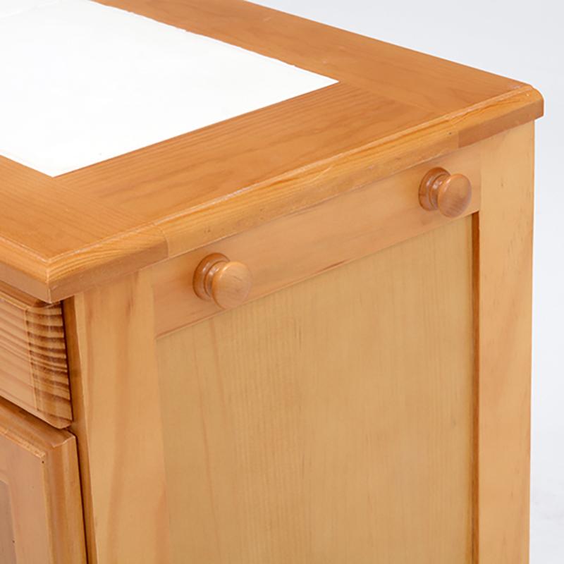 ダストボックス付きキッチンカウンター 幅59cm 1台単品 ナチュラル色 天板タイル 25L×2分別 フラップ扉 木製 MUD-2-DB |  | 04