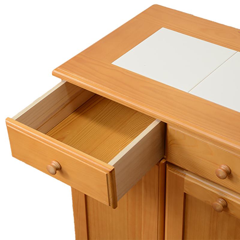 ダストボックス付きキッチンカウンター 幅59cm 1台単品 ナチュラル色 天板タイル 25L×2分別 フラップ扉 木製 MUD-2-DB |  | 05