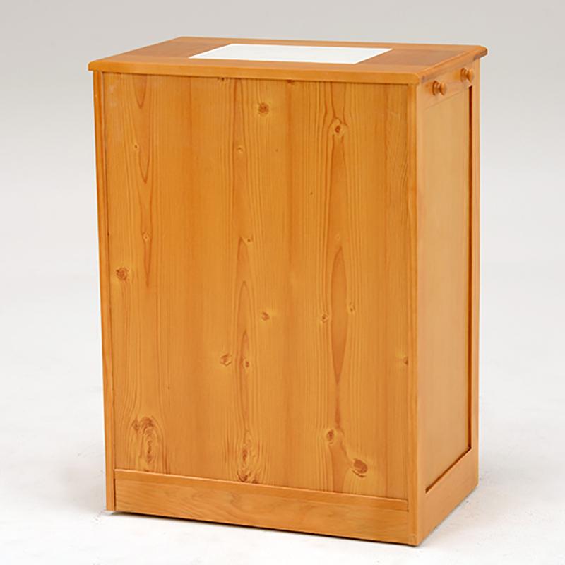 ダストボックス付きキッチンカウンター 幅59cm 2台セット ナチュラル色 天板タイル 25L×2分別 フラップ扉 木製 MUD-2-DB |  | 03