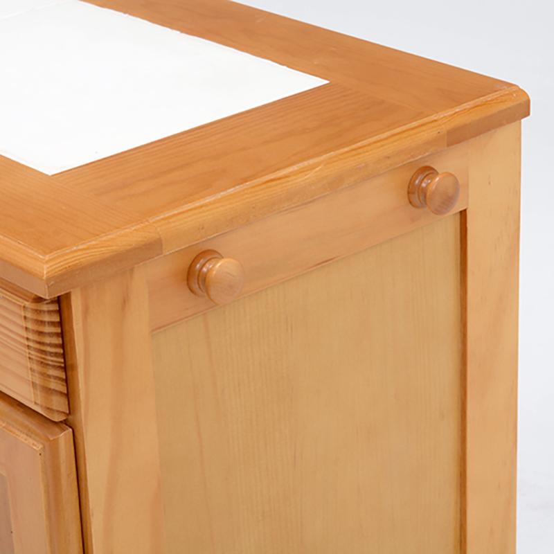 ダストボックス付きキッチンカウンター 幅87cm 2台セット ナチュラル色 天板タイル 25L×3分別 フラップ扉 木製 MUD-3-DB |  | 03