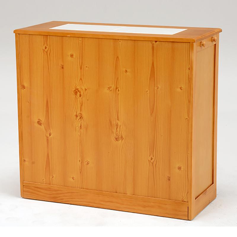 ダストボックス付きキッチンカウンター 幅87cm 2台セット ナチュラル色 天板タイル 25L×3分別 フラップ扉 木製 MUD-3-DB |  | 04