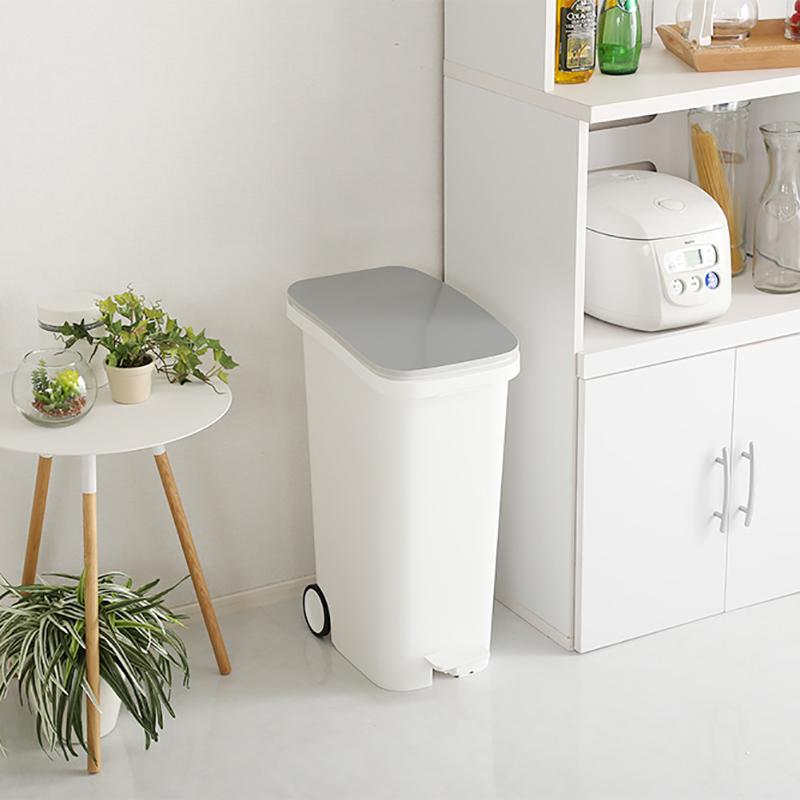 ペダル式ゴミ箱 2台セット ウォールナットブラウン色/全4色 31L 幅25.5cm フタ付 キャスター付 ダストボックスROTI-DB |  | 05