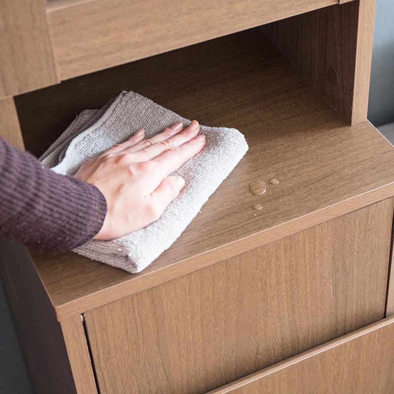 ダストボックス付きキッチンラック 2台セット 幅35cm スキマ収納 ガラス扉 ブラウン ゴミ箱上収納リビングでも スリム 店舗用 RPP-DB |  | 04