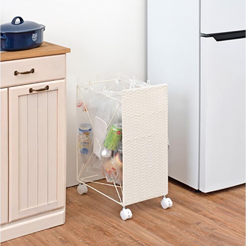 ラタン調 ゴミ箱 ダストワゴン ごみ箱 2台セット ブラウン色/全3色 幅26×奥行40×高さ60.5cm 分別 大容量 キャスター付 RUDO-DB |  | 01