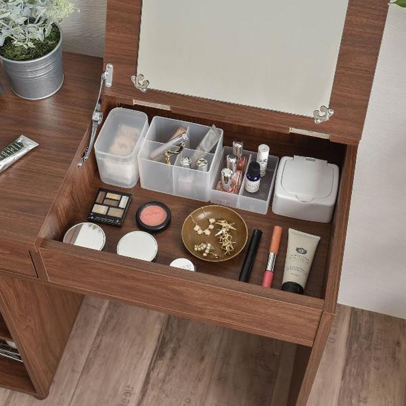 伸縮性ドレッサー SNK ナチュラル 天板内側に鏡付き 鏡台 化粧台