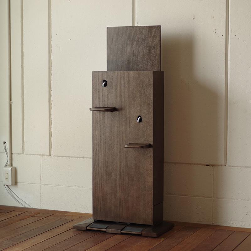 消毒液台 子供用大人用兼用 幅 足踏み式 ダークブラウン色 Square W