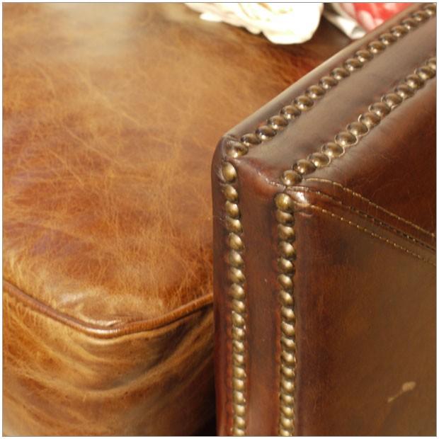 Vintage Leather Sofa 3人掛け ソファー W200cm アンティーク モダン デザイン 鋲飾り ヴィンテージレザー 革 レザー 本皮 椅子_3