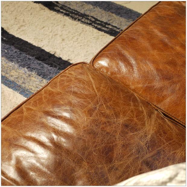 Vintage Leather Sofa 3人掛け ソファー W200cm アンティーク モダン デザイン 鋲飾り ヴィンテージレザー 革 レザー 本皮 椅子_5