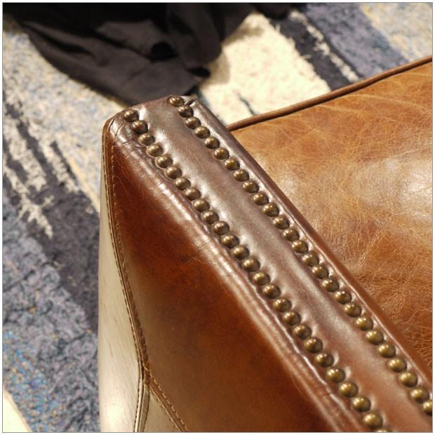 Vintage Leather Sofa 3人掛け ソファー W200cm アンティーク モダン デザイン 鋲飾り ヴィンテージレザー 革 レザー 本皮 椅子_6