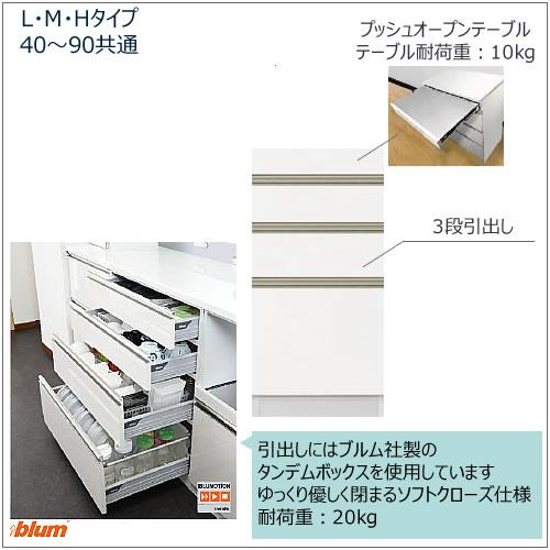 キッチンボード　フォース ll　下台　【ロータイプ／奥行51cm】　W80-T引き出し【ユニット食器棚/組み合わせ/キッチン収納/片付け/収納上手/高橋木工所】_1