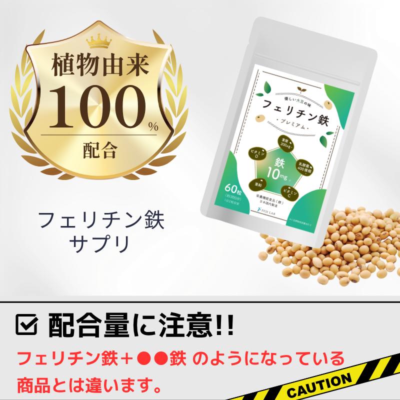フェリチン鉄 サプリ 10mg 乳酸菌400億個 葉酸200μg 30日 60粒 錠剤 栄養機能食品 ビタミンD 貯蔵鉄 |  | 08