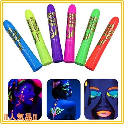 Keelloフェイスペイント 蛍光ぺん クレヨン 全6色 ボディペイント 夜も見える 簡単水洗 安全無毒 ハロウィン ク Psb Roomy 通販 Yahoo ショッピング