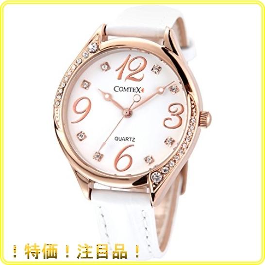 Comtex 腕時計 ホワイト皮革 バンド ウォッチ ローズゴールド 可愛い 丸い 時計 レディース Ufi317097 Roomy 通販 Yahoo ショッピング